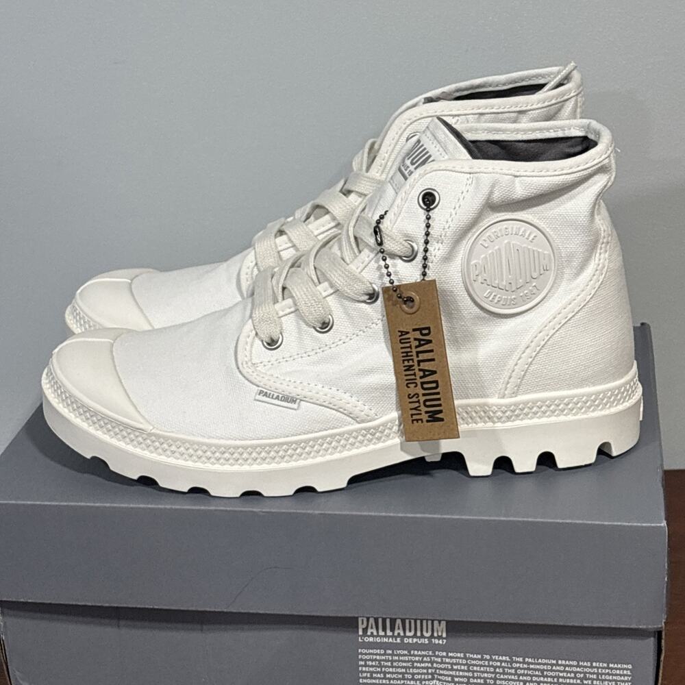 PALLADIUM PAMPA HI ORIGINAL CANVAS BOOTS WHITE HIGH TOP SNEAKERS WOMENS 9.5 READ - Picture 8 of 12